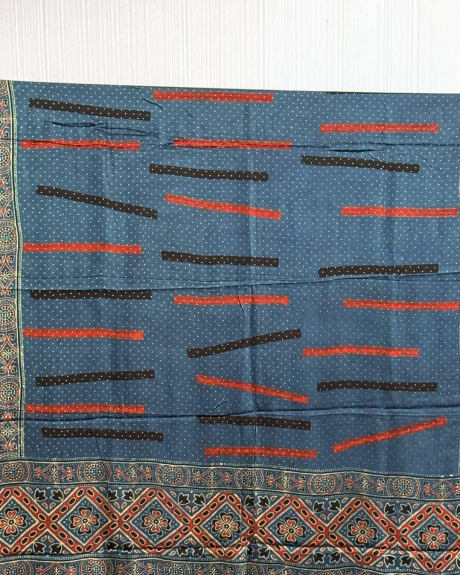 TAS Auto Crop Upper - Ajrakh Modal Silk Natural Dye Dupatta with Tassels 32