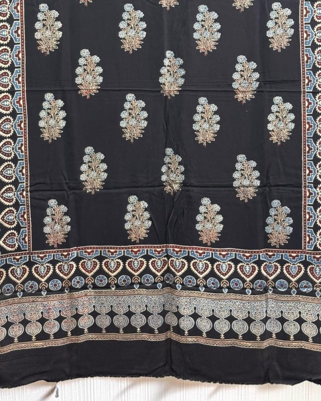TAS Auto Crop Lower - Ajrakh Modal Silk Natural Dye Dupatta with Tassels 33