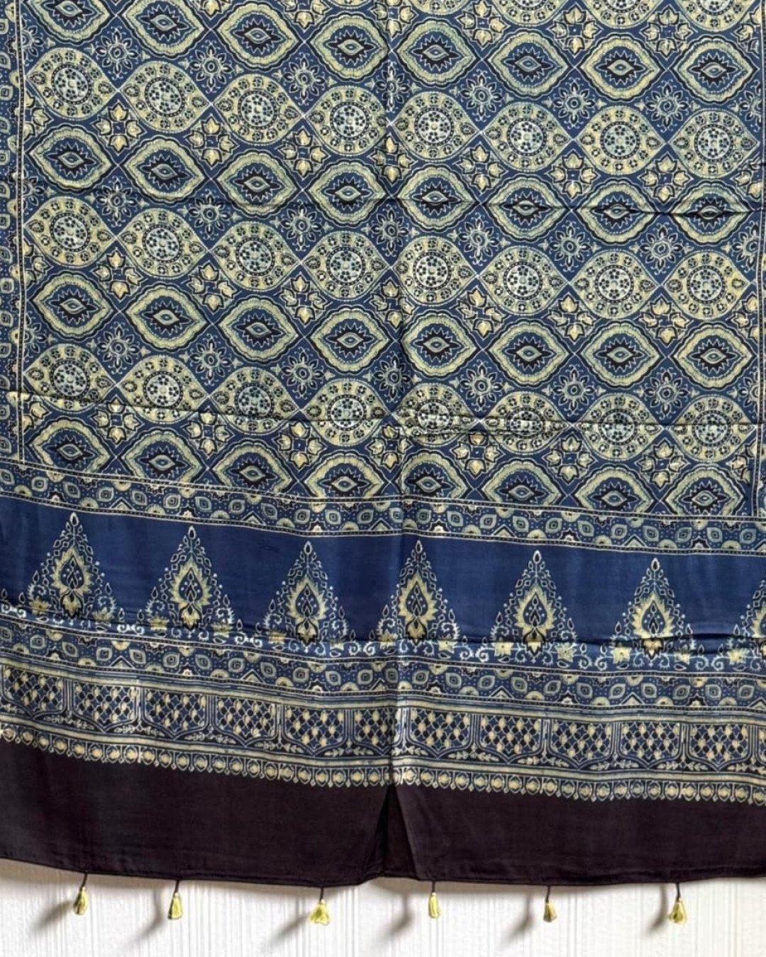 TAS Auto Crop Lower - Ajrakh Modal Silk Natural Dye Dupatta with Tassels 34