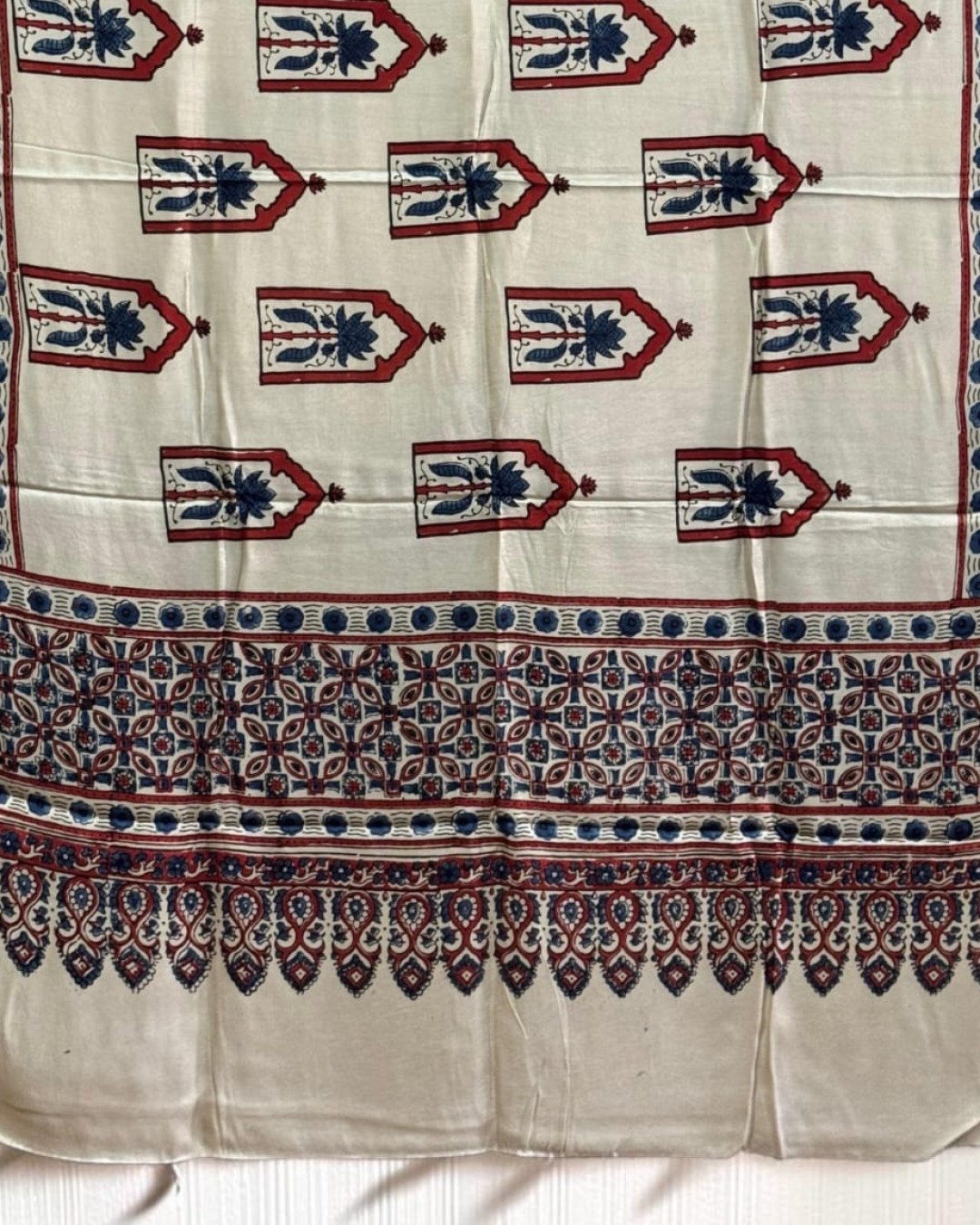 TAS Auto Crop Lower - Ajrakh Modal Silk Natural Dye Dupatta with Tassels 35
