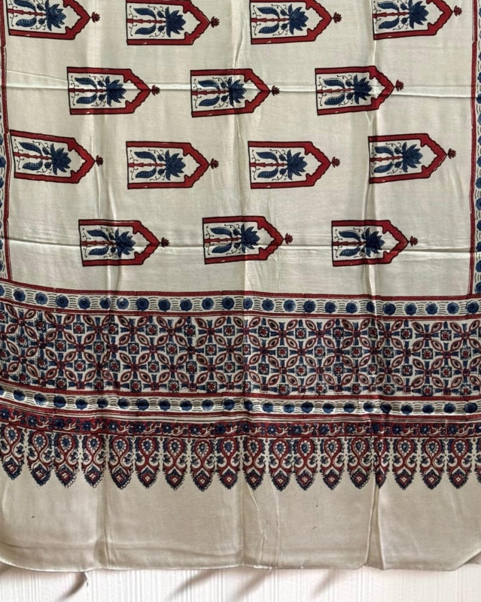 TAS Auto Crop Lower - Ajrakh Modal Silk Natural Dye Dupatta with Tassels 35