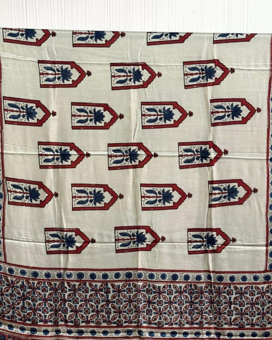 TAS Auto Crop Upper - Ajrakh Modal Silk Natural Dye Dupatta with Tassels 35