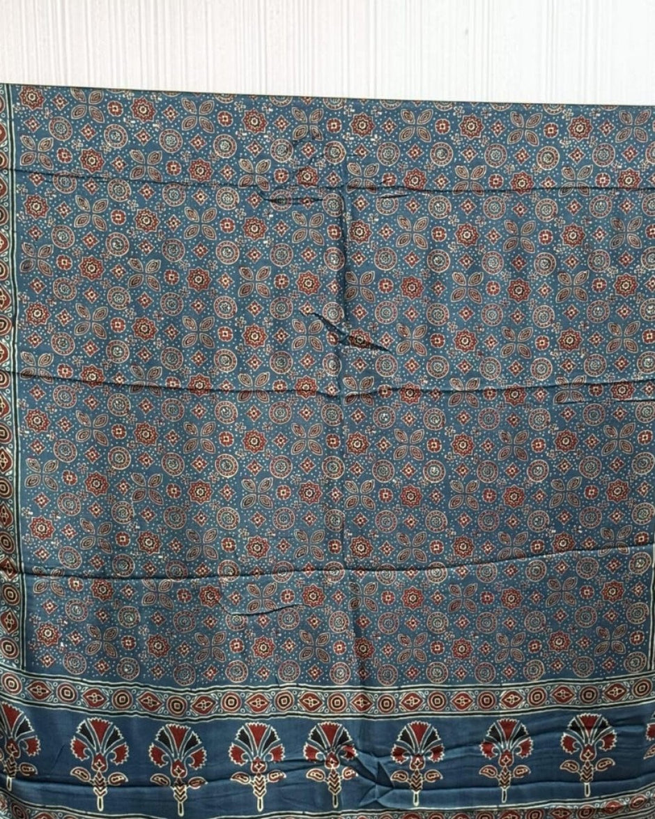 TAS Auto Crop Upper - Ajrakh Modal Silk Natural Dye Dupatta with Tassels 36