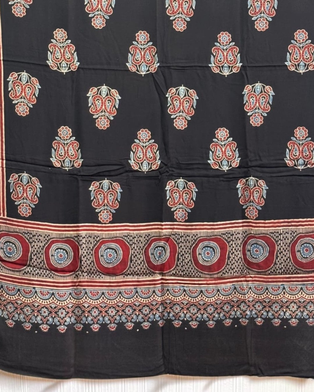 TAS Auto Crop Lower - Ajrakh Modal Silk Natural Dye Dupatta with Tassels 37