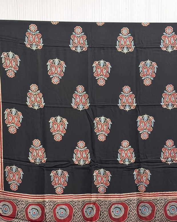 TAS Auto Crop Upper - Ajrakh Modal Silk Natural Dye Dupatta with Tassels 37