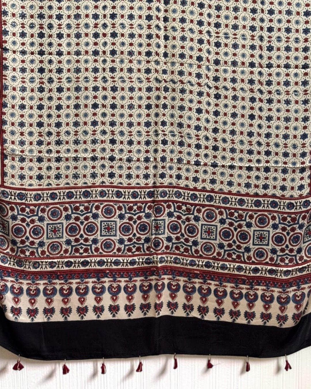 TAS Auto Crop Lower - Ajrakh Modal Silk Natural Dye Dupatta with Tassels 39