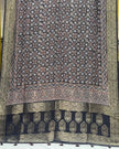 TAS Auto Crop Lower - Dola Silk Ajrakh Hand Block Print Natural Dye Zari Pallu Dupatta 01