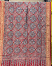TAS Auto Crop Upper - Dola Silk Ajrakh Hand Block Print Natural Dye Zari Pallu Dupatta 04