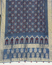 TAS Auto Crop Lower - Dola Silk Ajrakh Hand Block Print Natural Dye Zari Pallu Dupatta 05