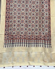 TAS Auto Crop Lower - Dola Silk Ajrakh Hand Block Print Natural Dye Zari Pallu Dupatta 07
