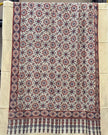 TAS Auto Crop Upper - Dola Silk Ajrakh Hand Block Print Natural Dye Zari Pallu Dupatta 07