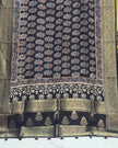 TAS Auto Crop Lower - Dola Silk Ajrakh Hand Block Print Natural Dye Zari Pallu Dupatta 08
