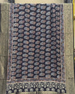 TAS Auto Crop Upper - Dola Silk Ajrakh Hand Block Print Natural Dye Zari Pallu Dupatta 08