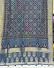 TAS Auto Crop Lower - Dola Silk Ajrakh Hand Block Print Natural Dye Zari Pallu Dupatta 09
