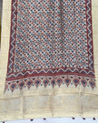 TAS Auto Crop Lower - Dola Silk Ajrakh Hand Block Print Natural Dye Zari Pallu Dupatta 10