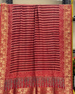 TAS Auto Crop Upper - Dola Silk Ajrakh Hand Block Print Natural Dye Zari Pallu Dupatta 12