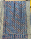 TAS Auto Crop Upper - Dola Silk Ajrakh Hand Block Print Natural Dye Zari Pallu Dupatta 13