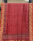 TAS Auto Crop Upper - Dola Silk Ajrakh Hand Block Print Natural Dye Zari Pallu Dupatta 17