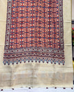 TAS Auto Crop Lower - Dola Silk Ajrakh Hand Block Print Natural Dye Zari Pallu Dupatta 20