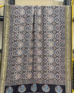 TAS Auto Crop Upper - Dola Silk Ajrakh Hand Block Print Natural Dye Zari Pallu Dupatta 21