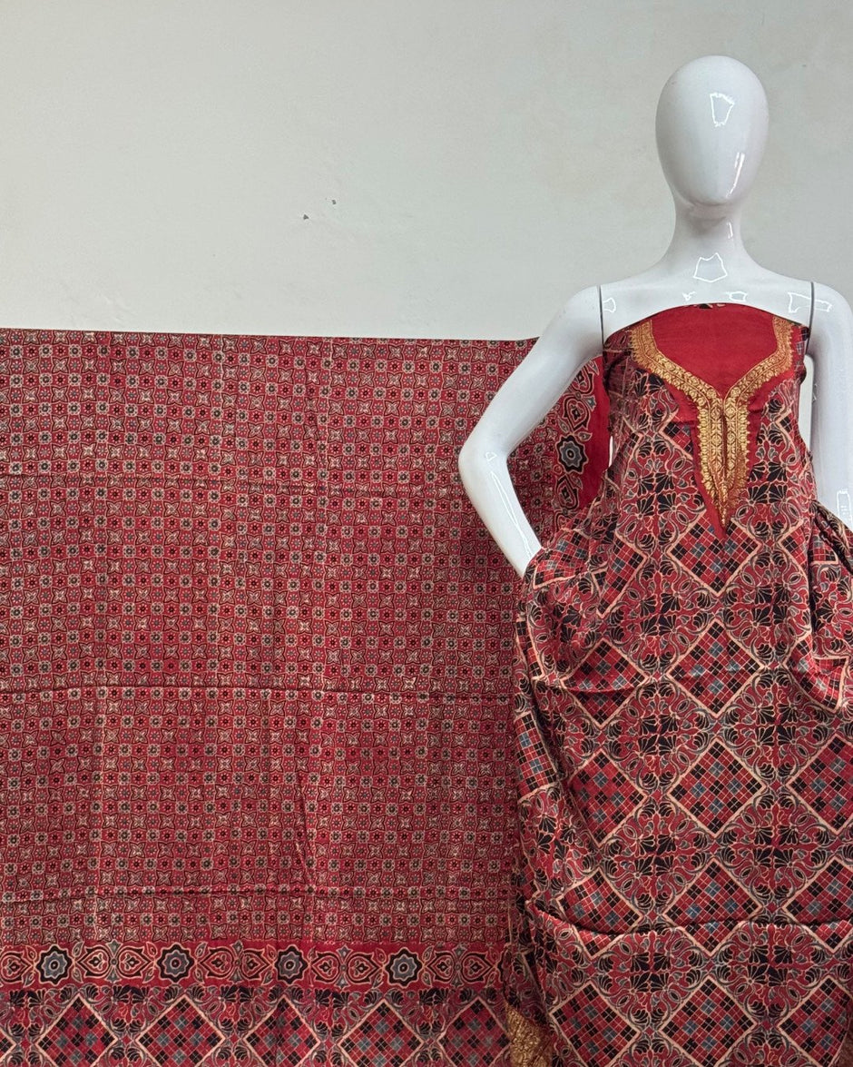 TAS Auto Crop Upper - Premium Modal Silk Nakshi Zari Top & Dupatta 2-Piece Set 03