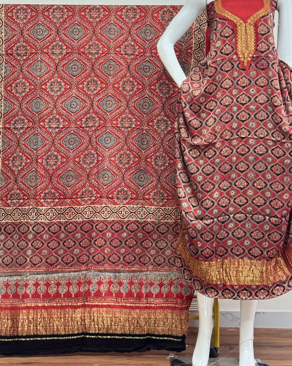 TAS Auto Crop Lower - Premium Modal Silk Nakshi Zari Top & Dupatta 2-Piece Set 05