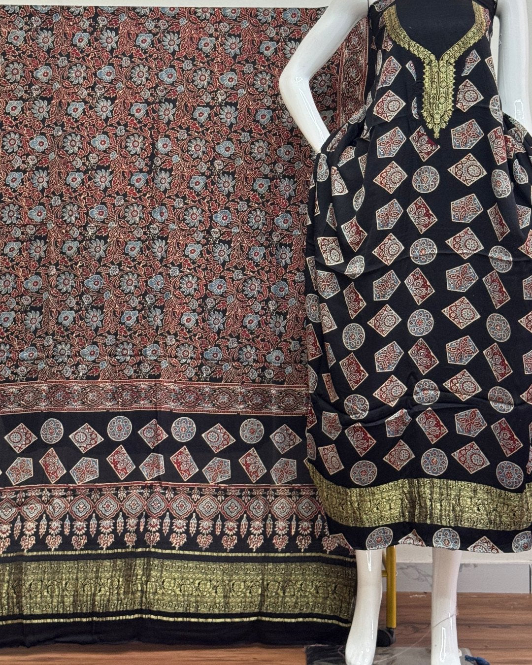 TAS Auto Crop Lower - Premium Modal Silk Nakshi Zari Top & Dupatta 2-Piece Set 07