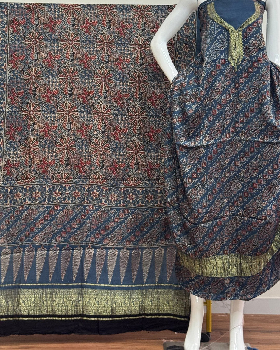 TAS Auto Crop Lower - Premium Modal Silk Nakshi Zari Top & Dupatta 2-Piece Set 08