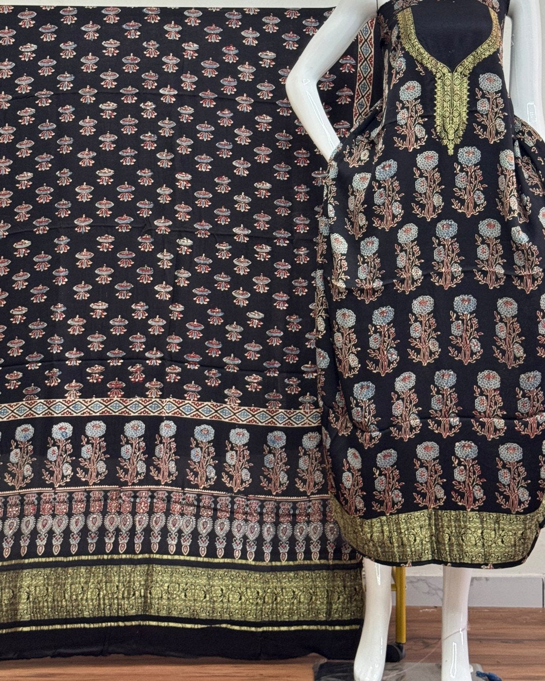 TAS Auto Crop Lower - Premium Modal Silk Nakshi Zari Top & Dupatta 2-Piece Set 09