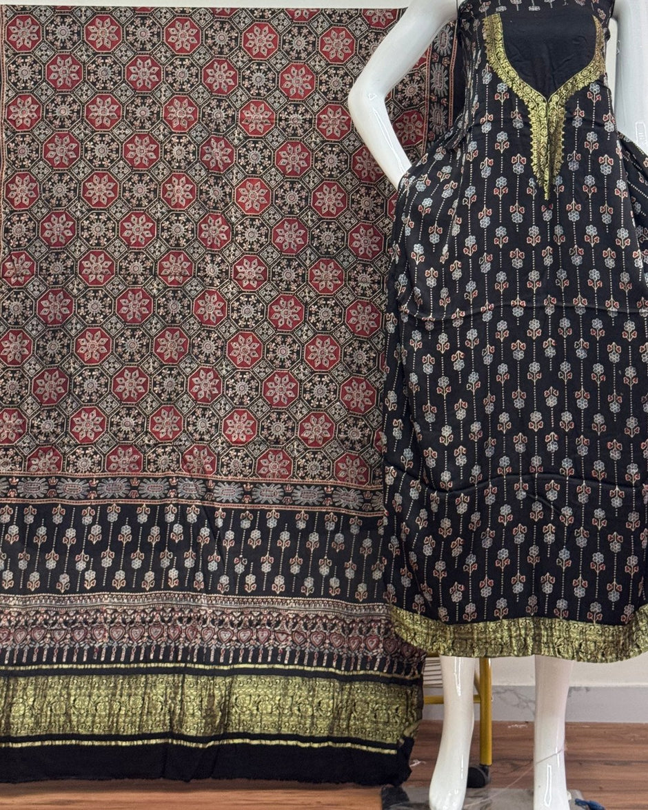 TAS Auto Crop Lower - Premium Modal Silk Nakshi Zari Top & Dupatta 2-Piece Set 13