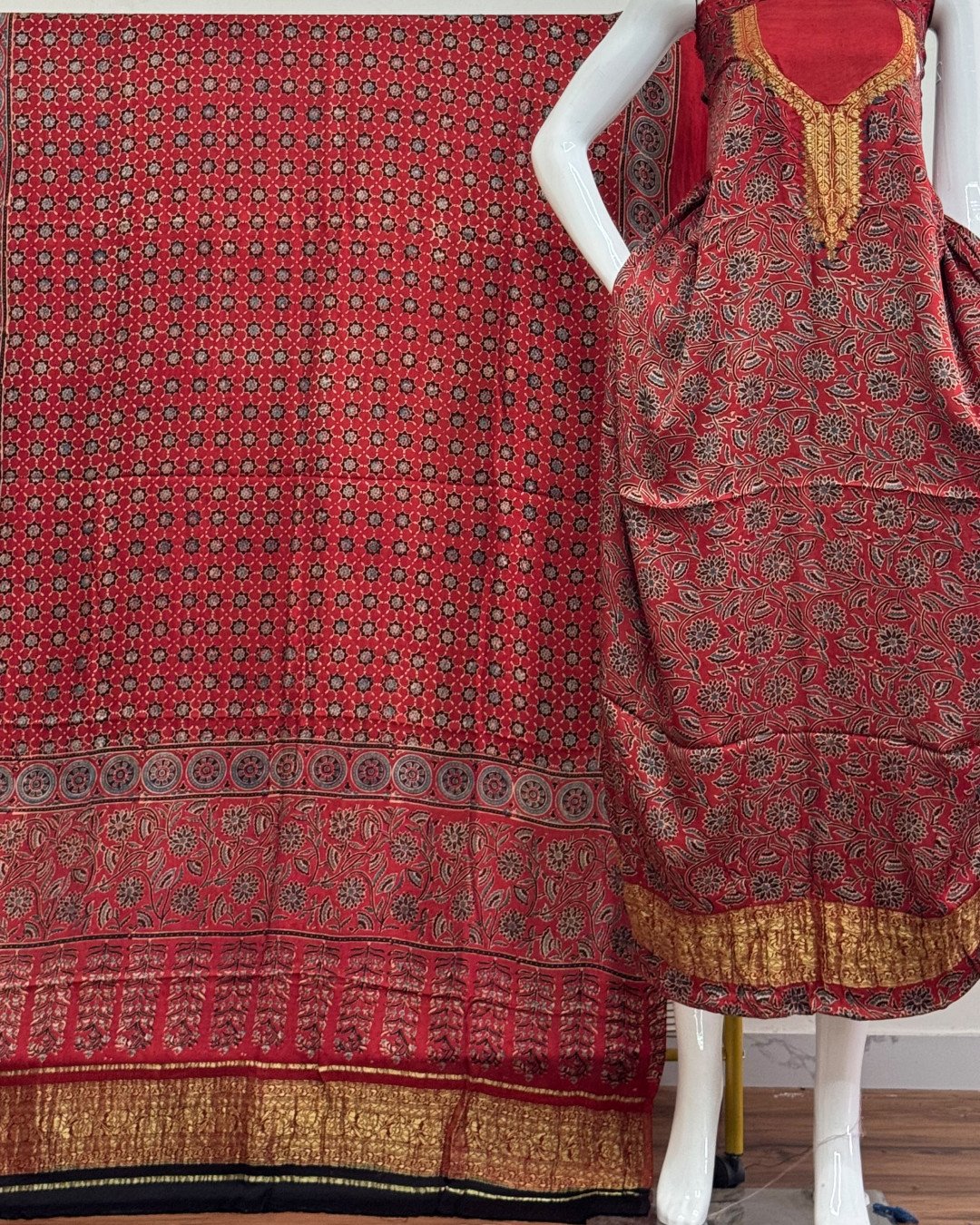 TAS Auto Crop Lower - Premium Modal Silk Nakshi Zari Top & Dupatta 2-Piece Set 16