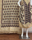 TAS Auto Crop Lower - Meena Kari Dola Silk Ajrakh Hand Block Print 2-Piece Suit 04
