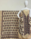 TAS Auto Crop Upper - Meena Kari Dola Silk Ajrakh Hand Block Print 2-Piece Suit 04