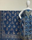 TAS Auto Crop Upper - Meena Kari Dola Silk Ajrakh Hand Block Print 2-Piece Suit 06