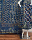 TAS Auto Crop Lower - Meena Kari Dola Silk Ajrakh Hand Block Print 2-Piece Suit 07