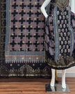 TAS Auto Crop Lower - Meena Kari Dola Silk Ajrakh Hand Block Print 2-Piece Suit 09