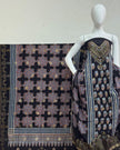 TAS Auto Crop Upper - Meena Kari Dola Silk Ajrakh Hand Block Print 2-Piece Suit 09