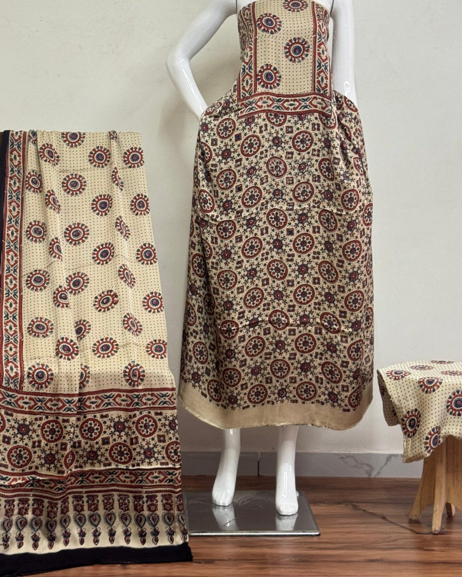 TAS Auto Crop Lower - Havi Pure Modal Silk Ajrakh Hand Block Print Natural Dye Suit 101