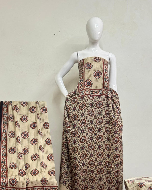 TAS Auto Crop Upper - Havi Pure Modal Silk Ajrakh Hand Block Print Natural Dye Suit 101