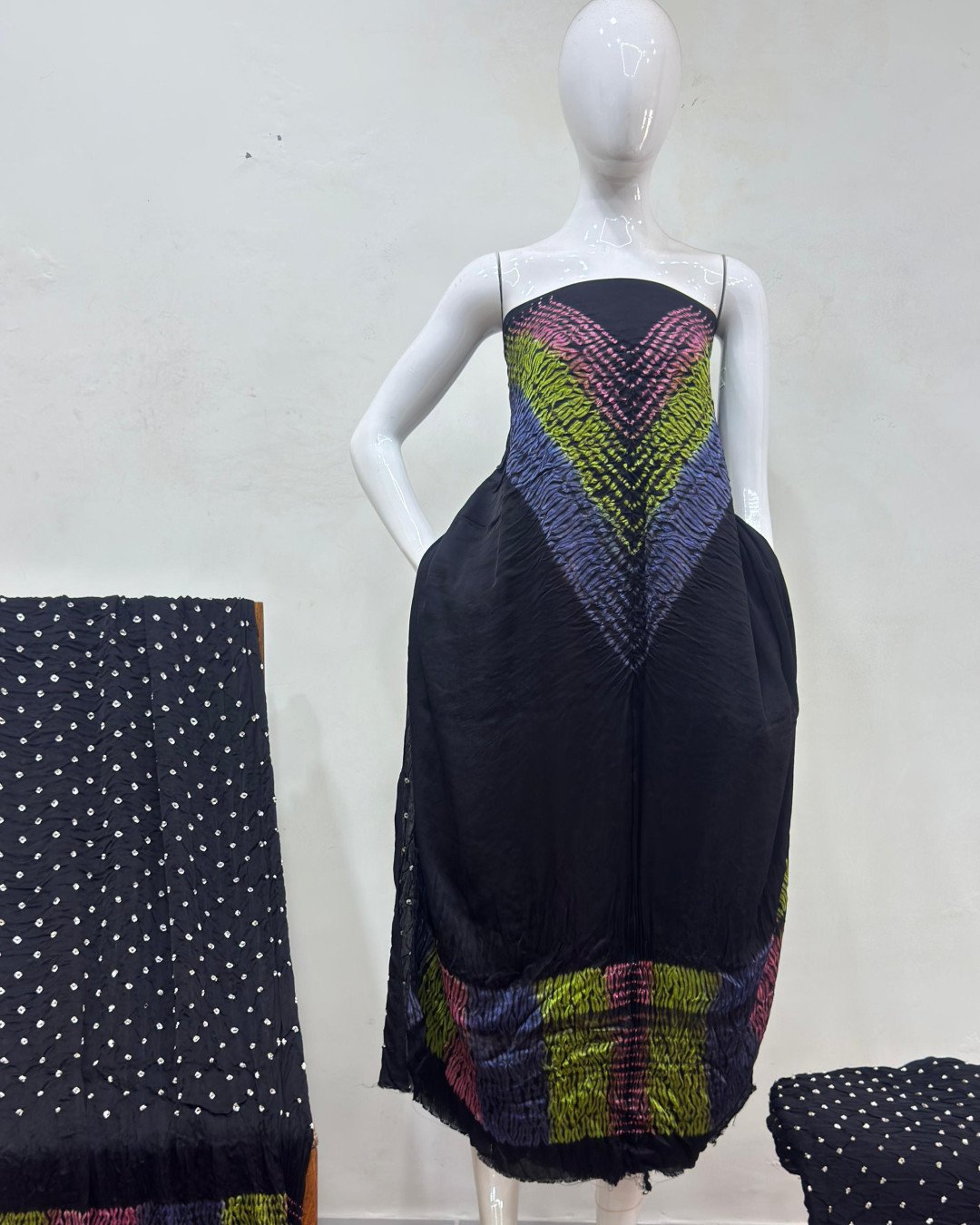 TAS Auto Crop Upper - Premium Modal Silk Multi Shibori 3-Piece Suit 104