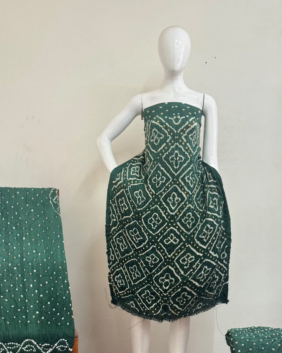 TAS Auto Crop Upper - Premium Modal Silk Bandhani Fancy 3-Piece Suit 107