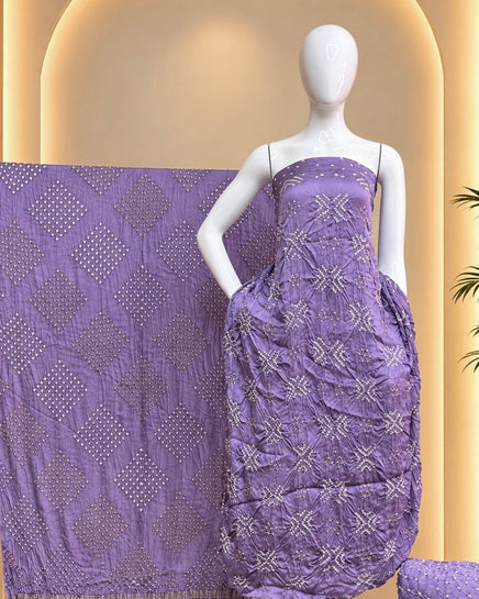 TAS Auto Crop Upper - Premium Modal Silk Bandhani Fancy 3-Piece Suit 114