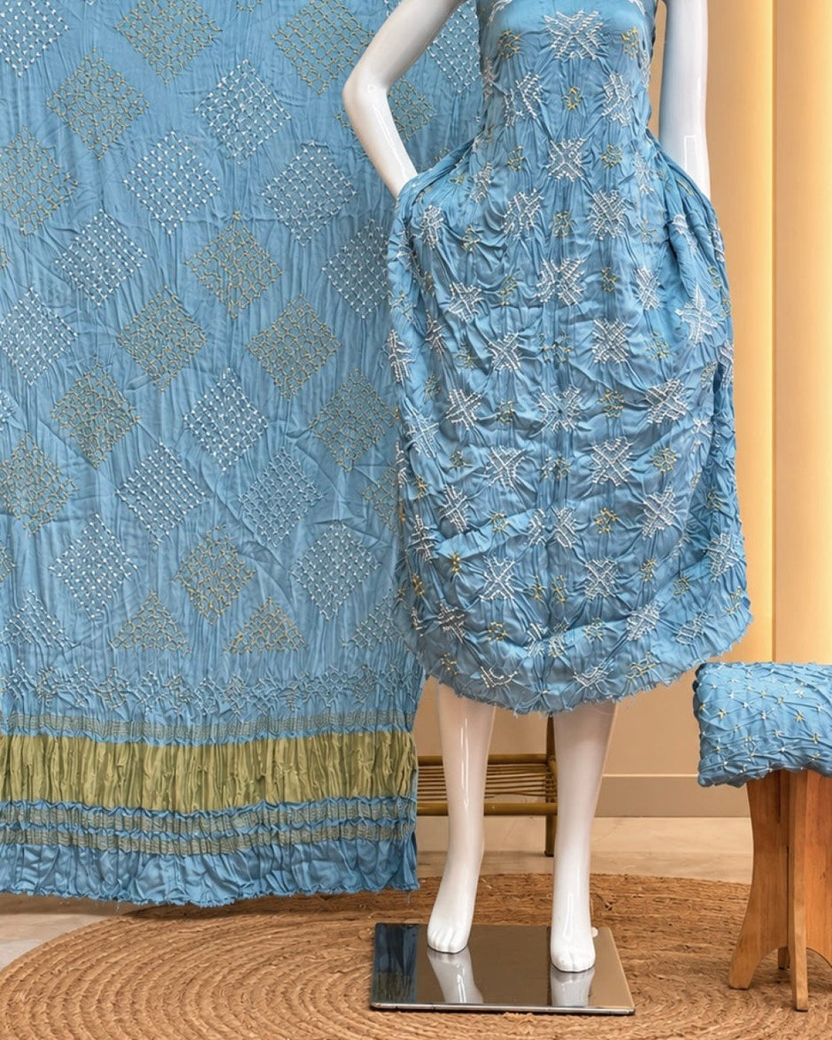 TAS Auto Crop Lower - Premium Modal Silk Bandhani Fancy 3-Piece Suit 116