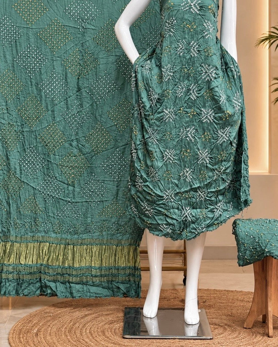 TAS Auto Crop Lower - Premium Modal Silk Bandhani Fancy 3-Piece Suit 118
