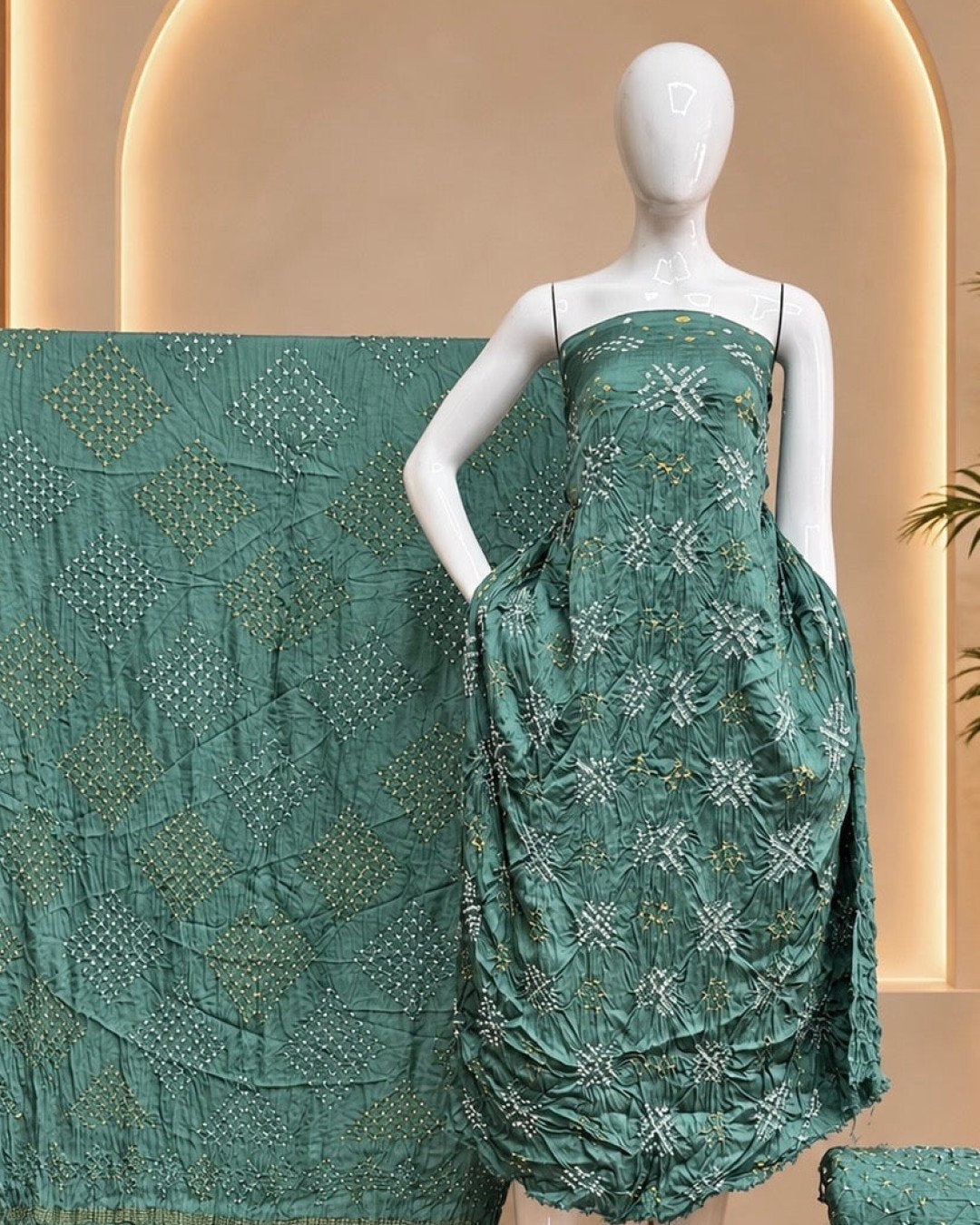TAS Auto Crop Upper - Premium Modal Silk Bandhani Fancy 3-Piece Suit 118