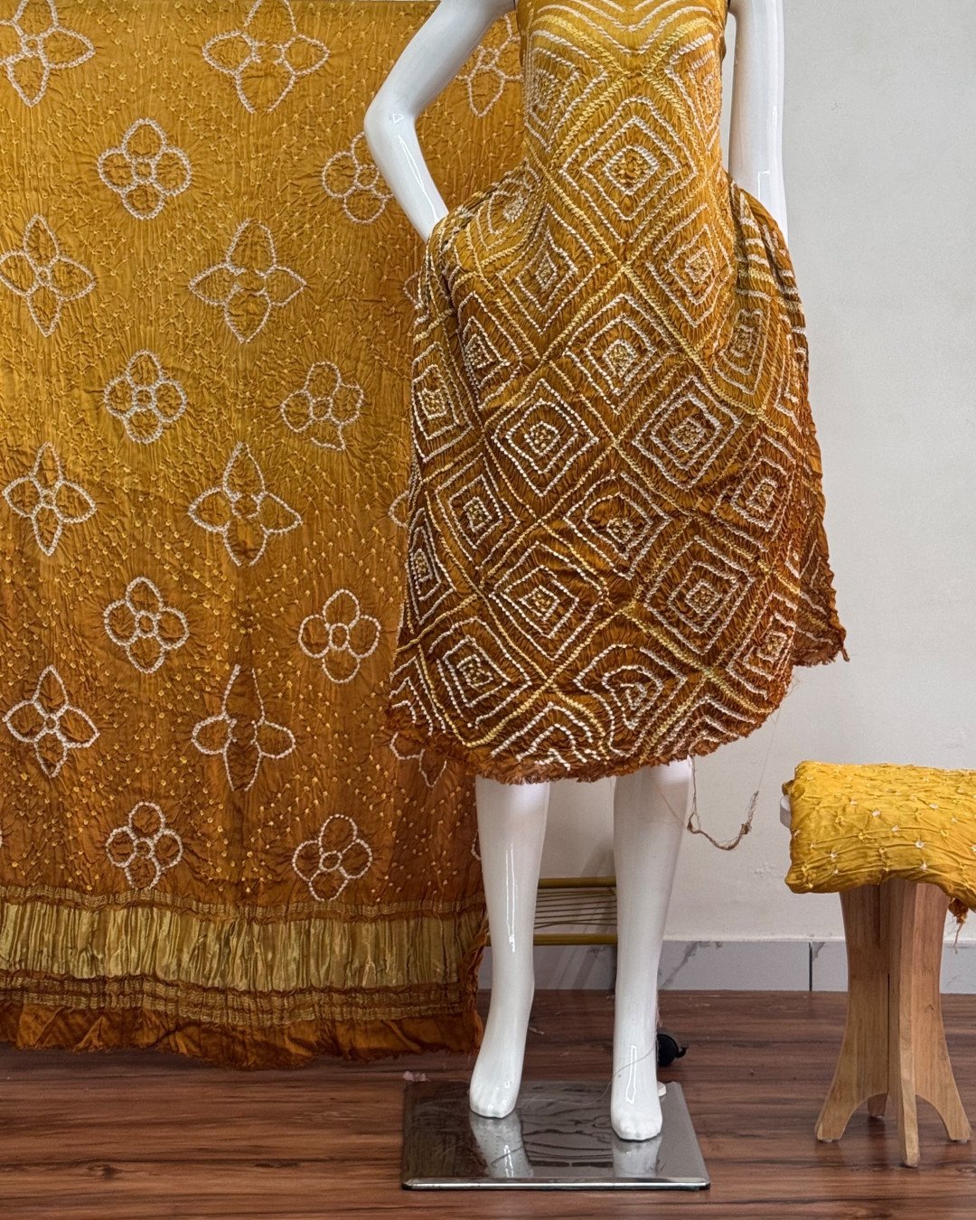TAS Auto Crop Lower - Premium Modal Silk Shaded Bandhani Fancy 3-Piece Suit 123
