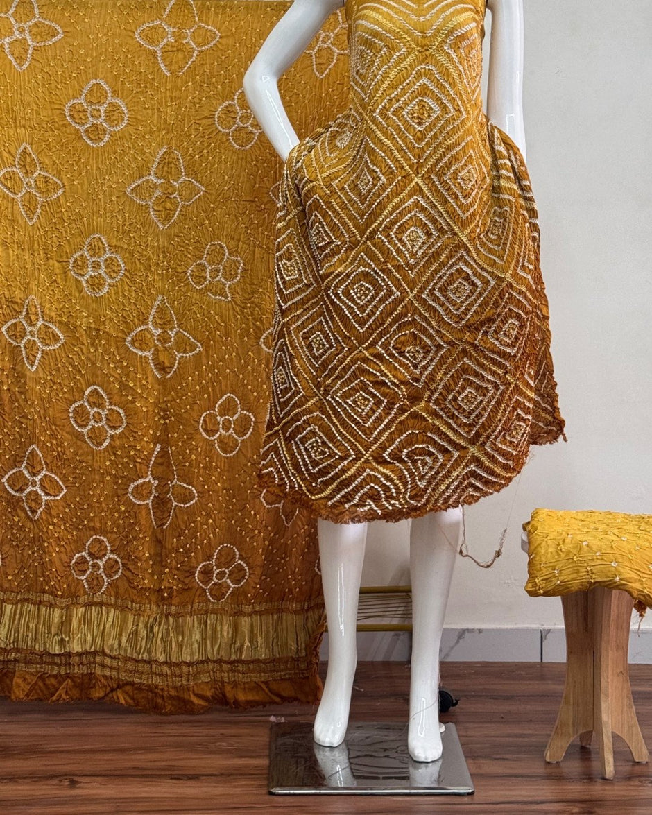 TAS Auto Crop Lower - Premium Modal Silk Shaded Bandhani Fancy 3-Piece Suit 123