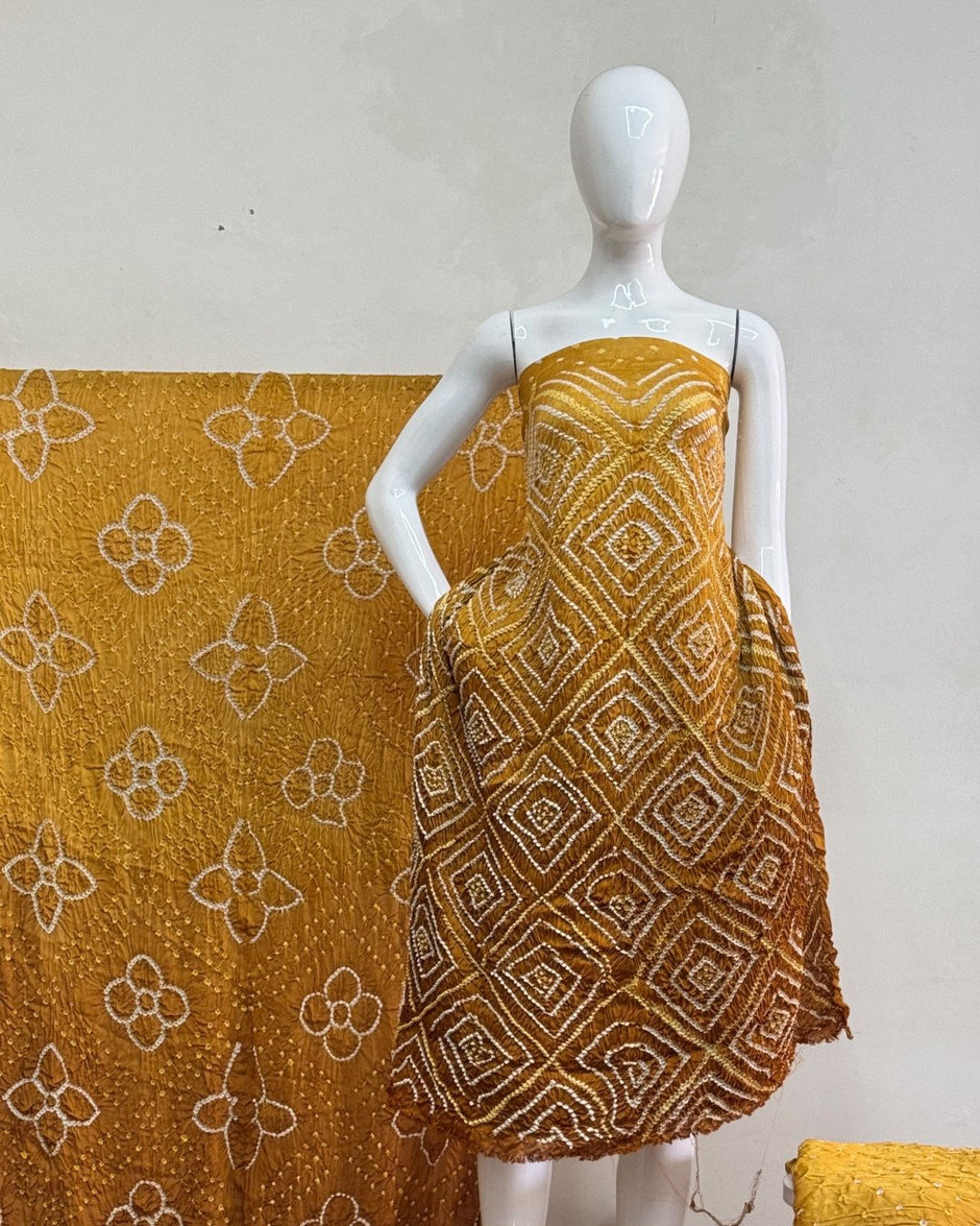 TAS Auto Crop Upper - Premium Modal Silk Shaded Bandhani Fancy 3-Piece Suit 123