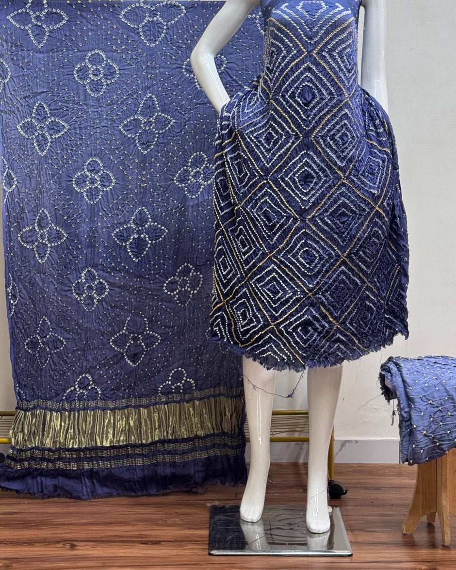 TAS Auto Crop Lower - Premium Modal Silk Shaded Bandhani Fancy 3-Piece Suit 126