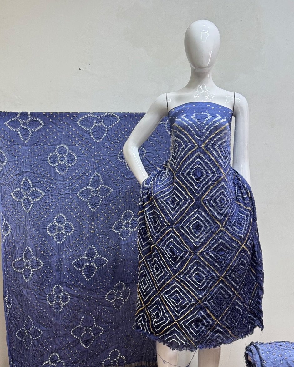 TAS Auto Crop Upper - Premium Modal Silk Shaded Bandhani Fancy 3-Piece Suit 126